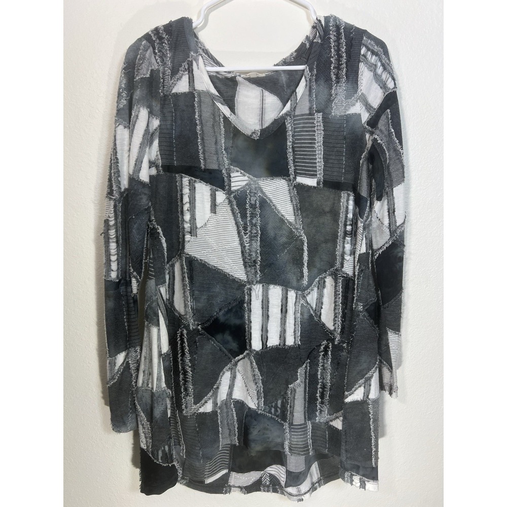 Patchwork Boho Mixed Media Tunic Babydoll Gray Fairy Grunge Artsy Lagenlook S